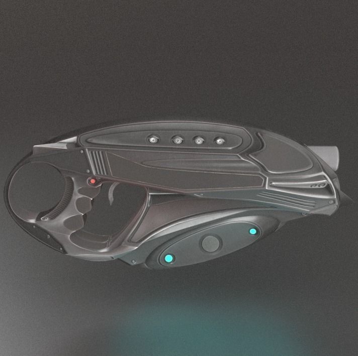 Futuristic Handgun Low-poly 3D model_10