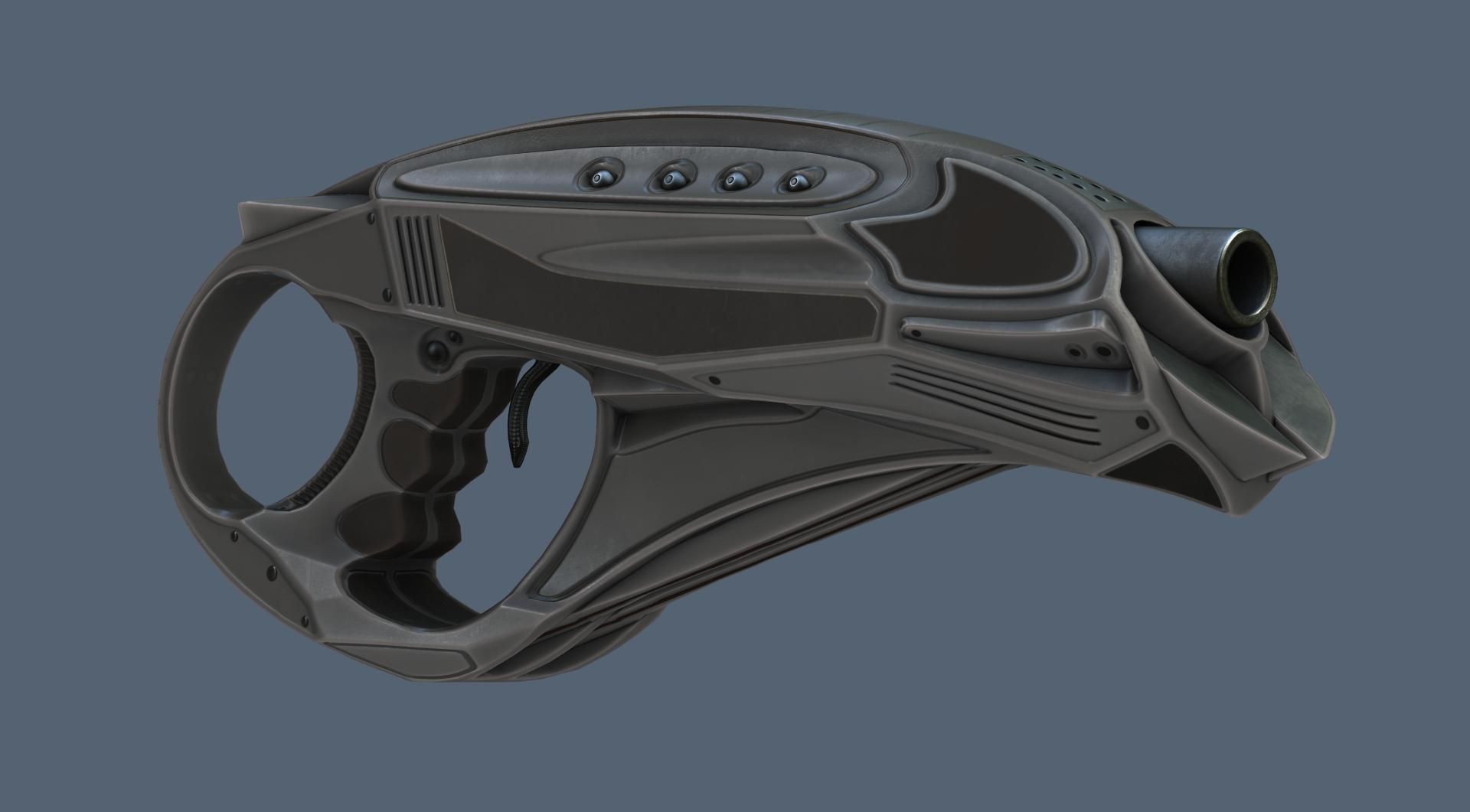 Futuristic Handgun Low-poly 3D model_36