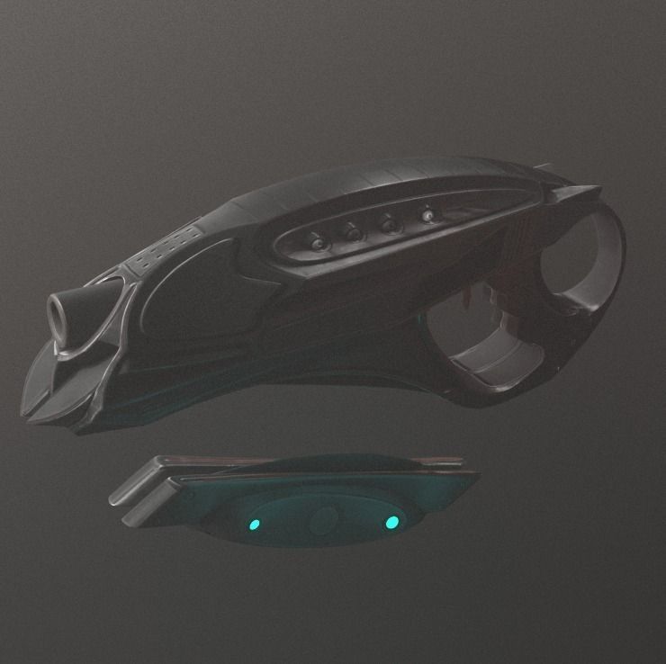 Futuristic Handgun Low-poly 3D model_5