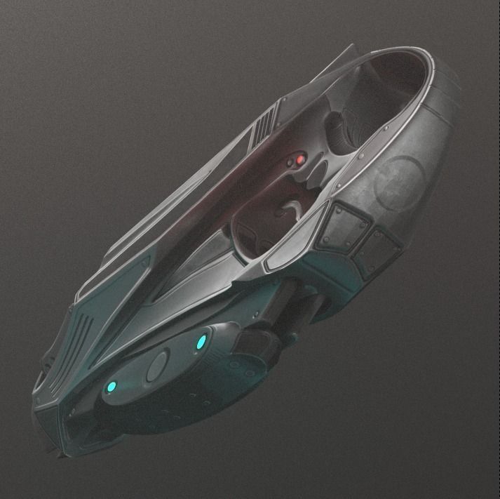 Futuristic Handgun Low-poly 3D model_12