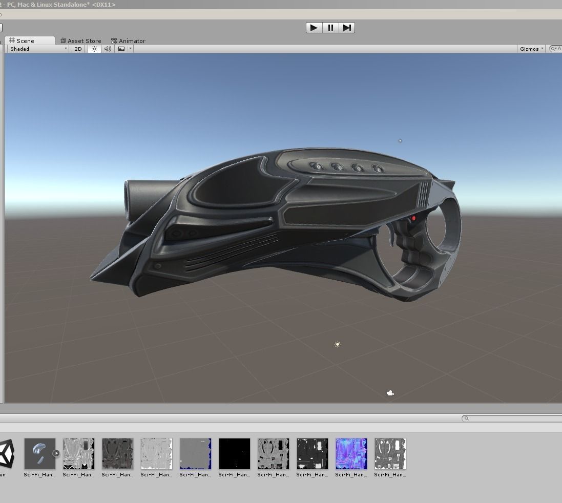 Futuristic Handgun Low-poly 3D model_40