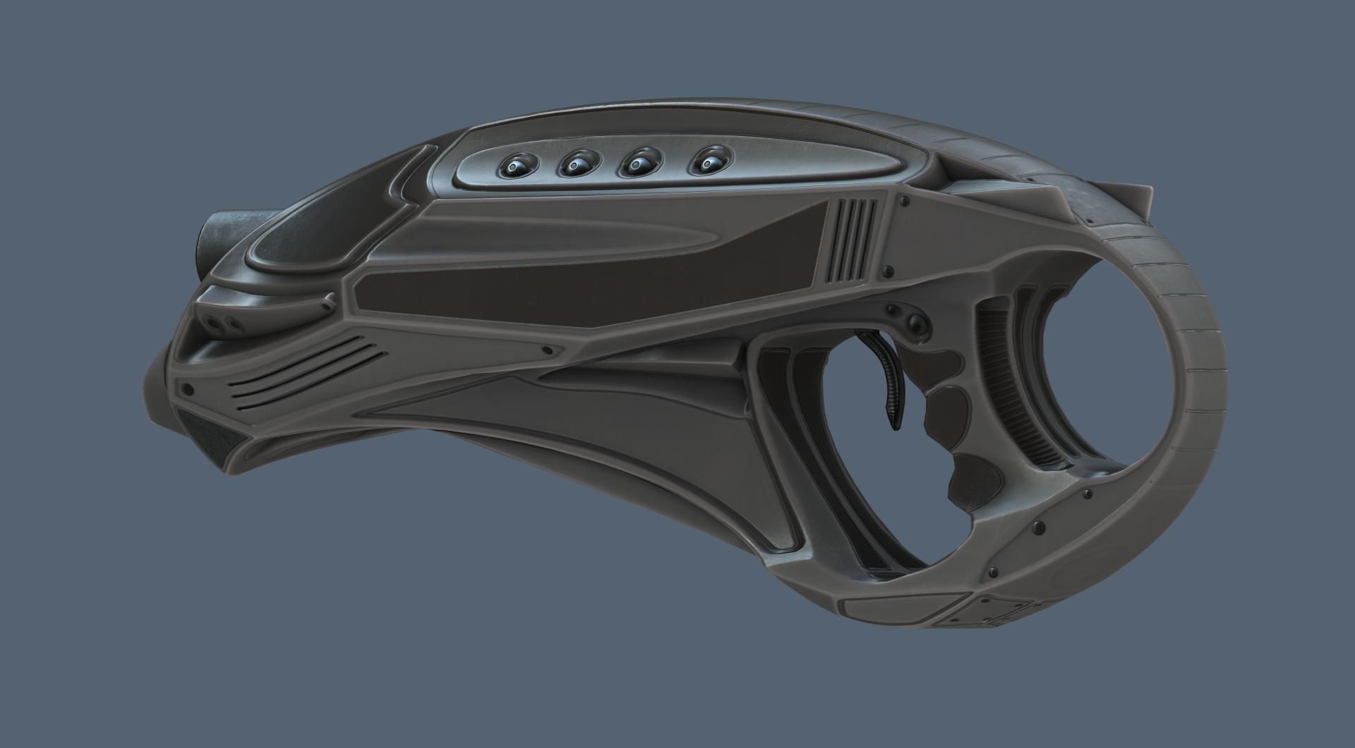 Futuristic Handgun Low-poly 3D model_27