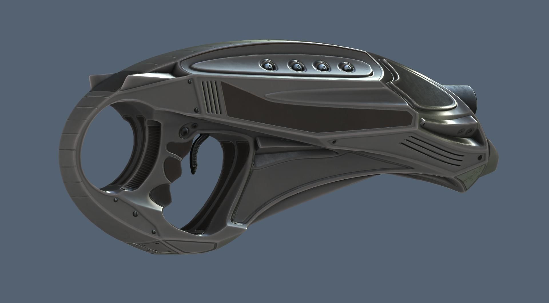 Futuristic Handgun Low-poly 3D model_31