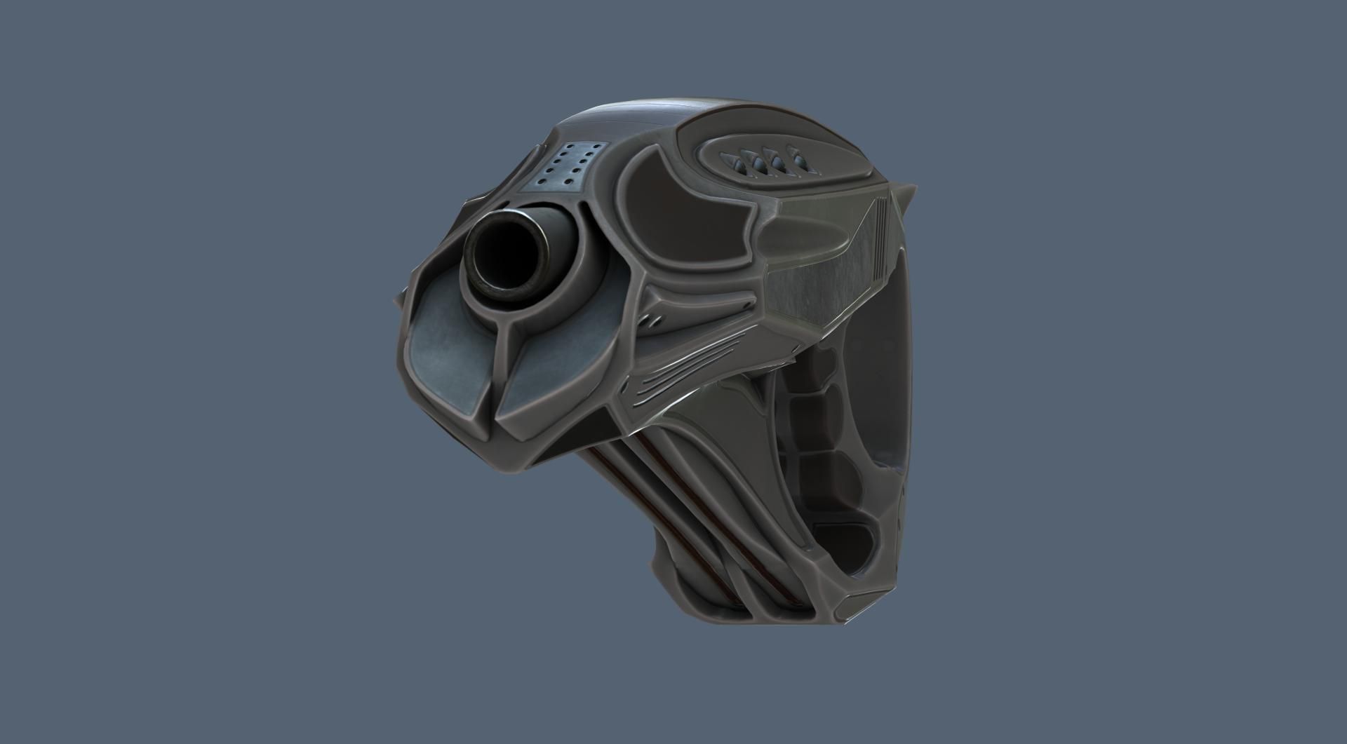Futuristic Handgun Low-poly 3D model_37