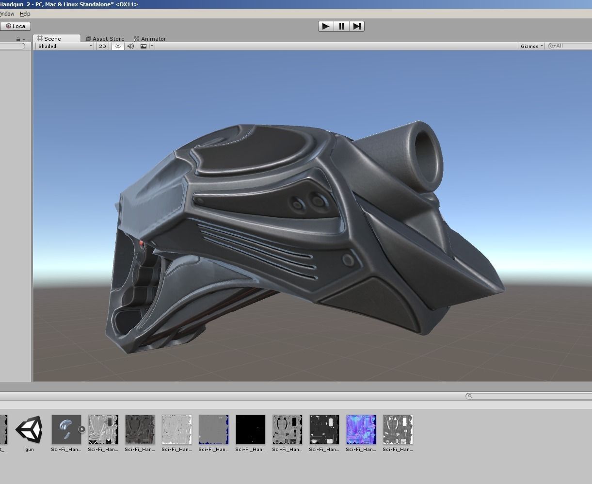 Futuristic Handgun Low-poly 3D model_43