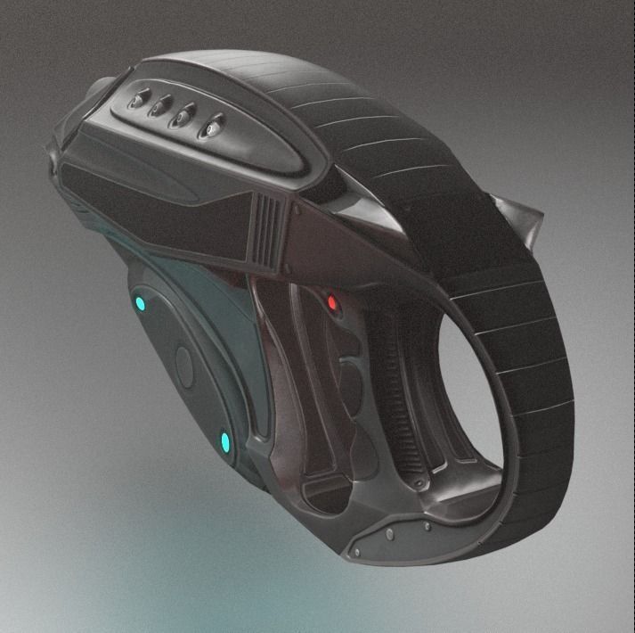 Futuristic Handgun Low-poly 3D model_11