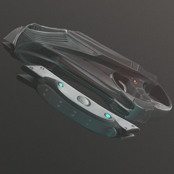 Futuristic Handgun Low-poly 3D model_13