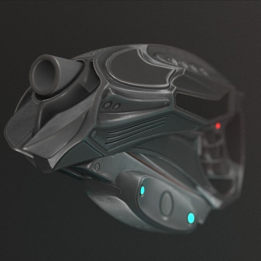 Futuristic Handgun Low-poly 3D model_4