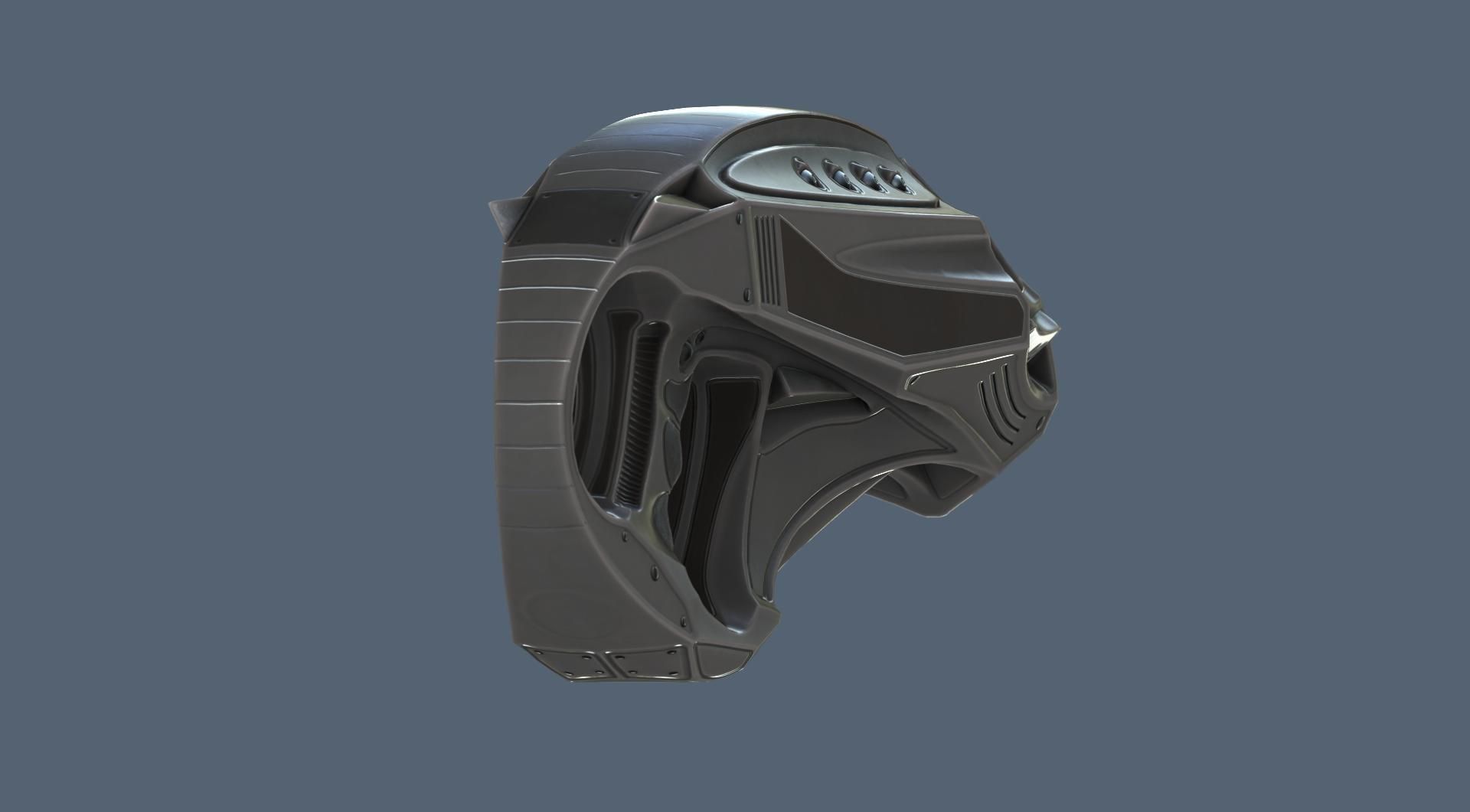 Futuristic Handgun Low-poly 3D model_29