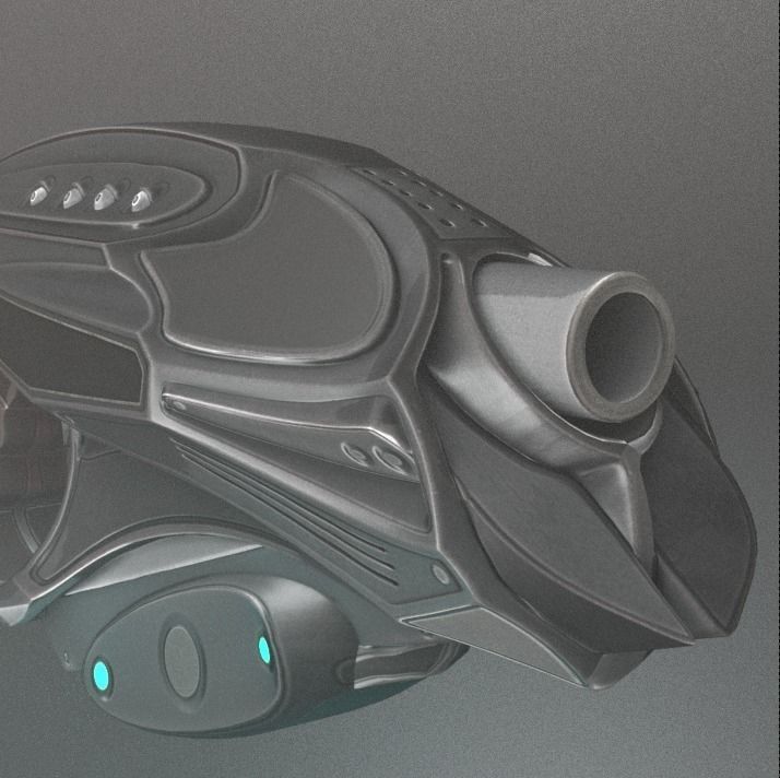 Futuristic Handgun Low-poly 3D model_8