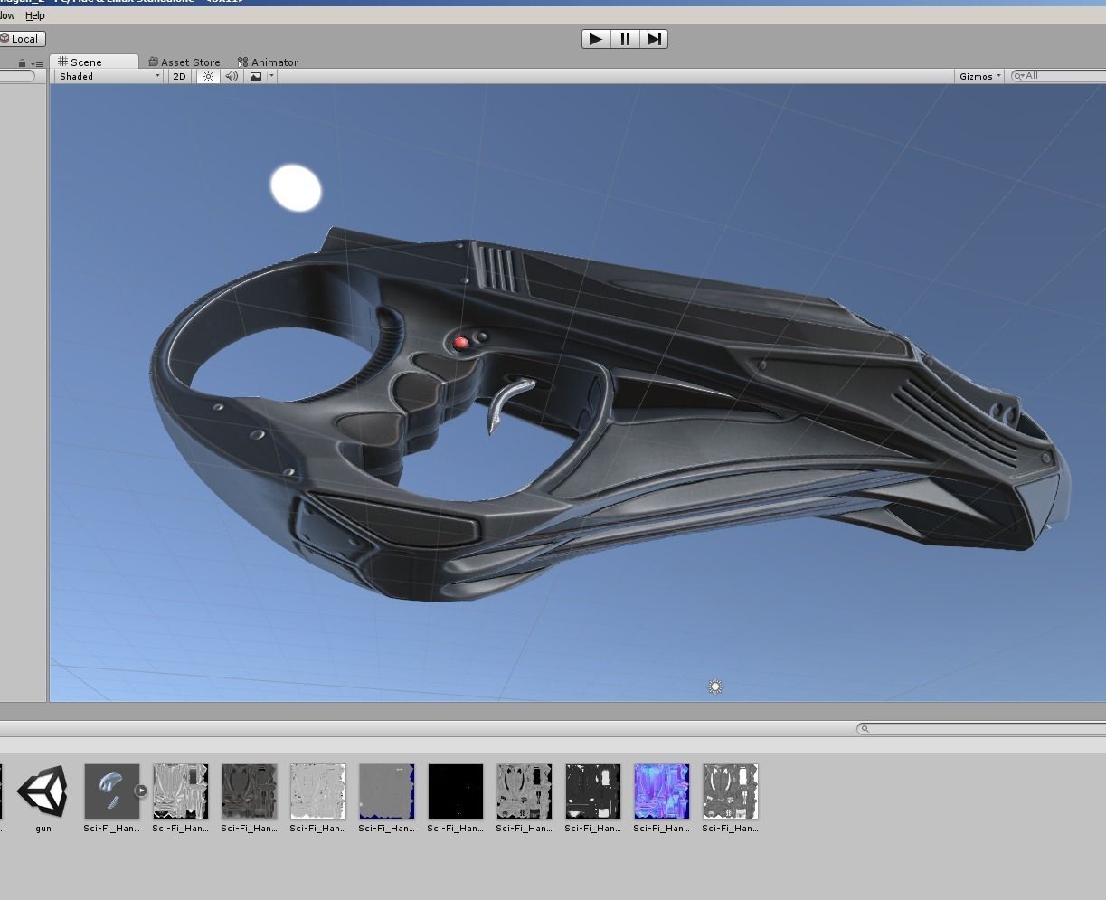 Futuristic Handgun Low-poly 3D model_44