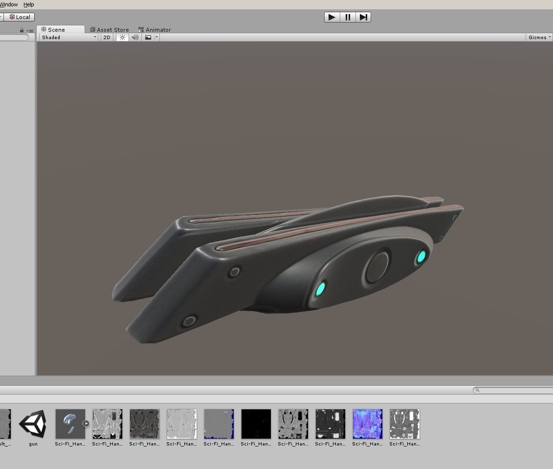 Futuristic Handgun Low-poly 3D model_46