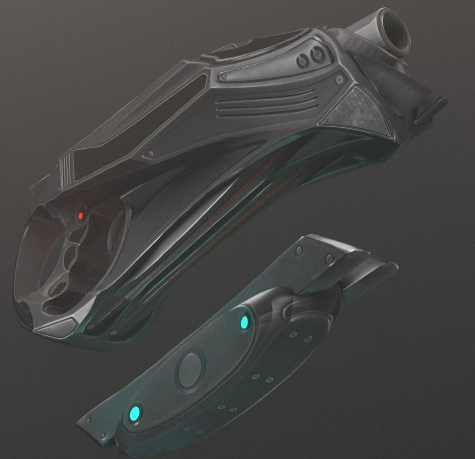 Futuristic Handgun Low-poly 3D model_7