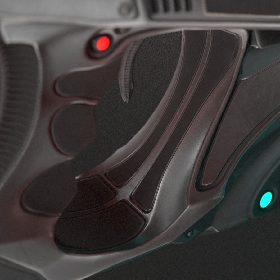 Futuristic Handgun Low-poly 3D model_14