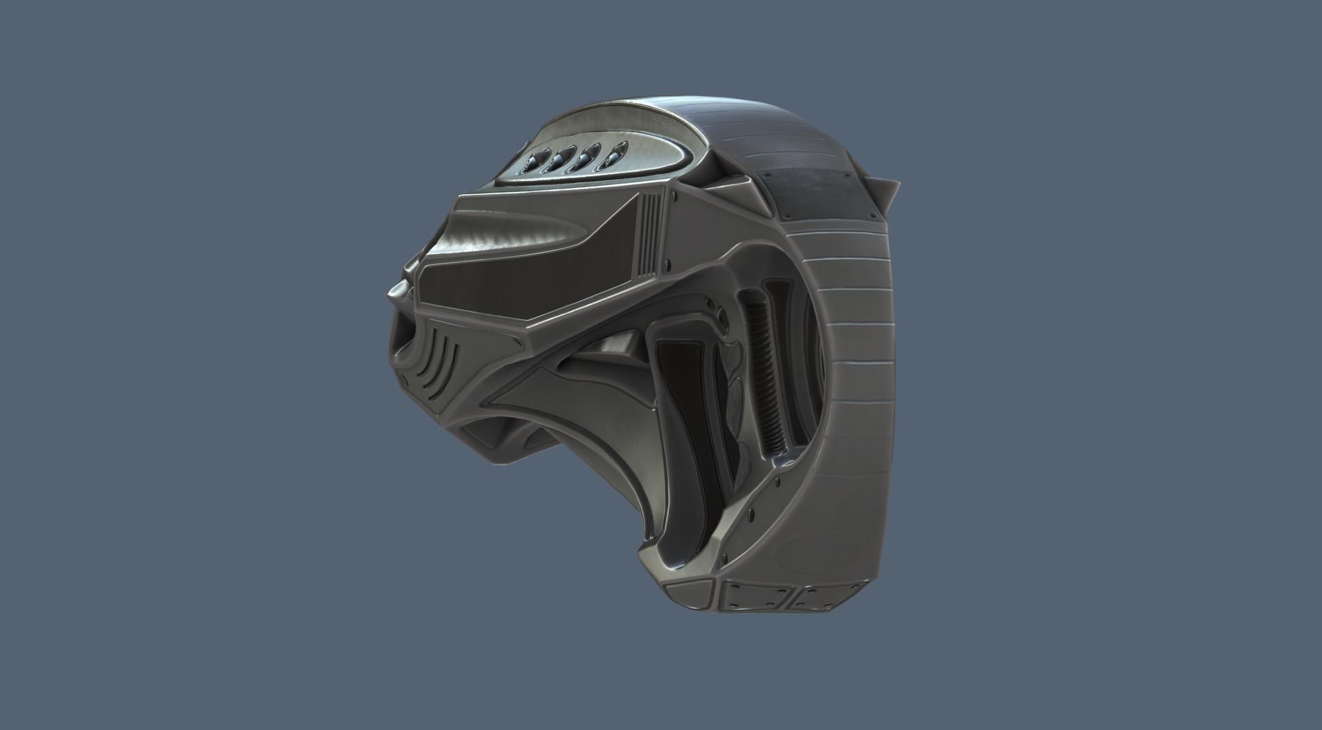 Futuristic Handgun Low-poly 3D model_25