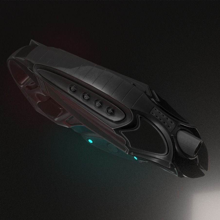 Futuristic Handgun Low-poly 3D model_16