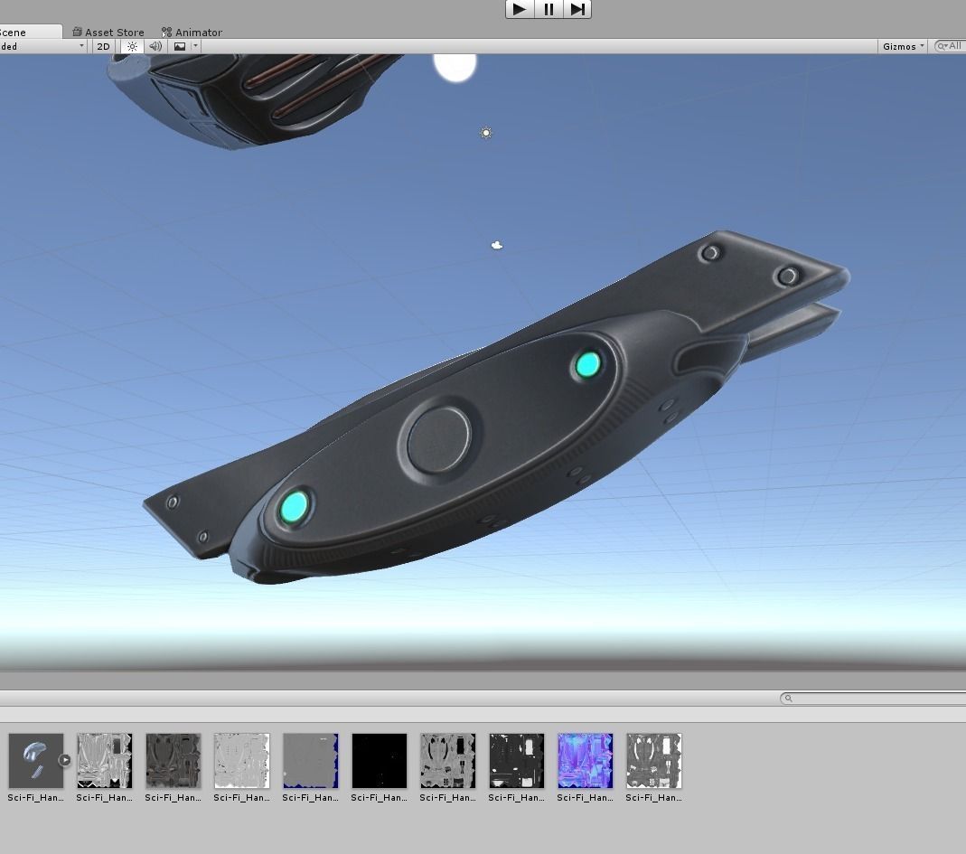 Futuristic Handgun Low-poly 3D model_45