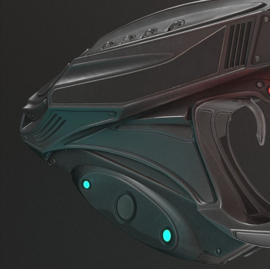 Futuristic Handgun Low-poly 3D model_9