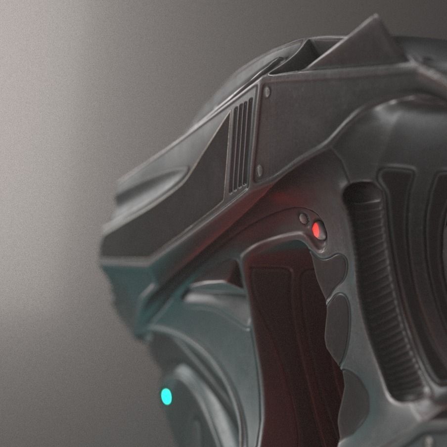 Futuristic Handgun Low-poly 3D model_6