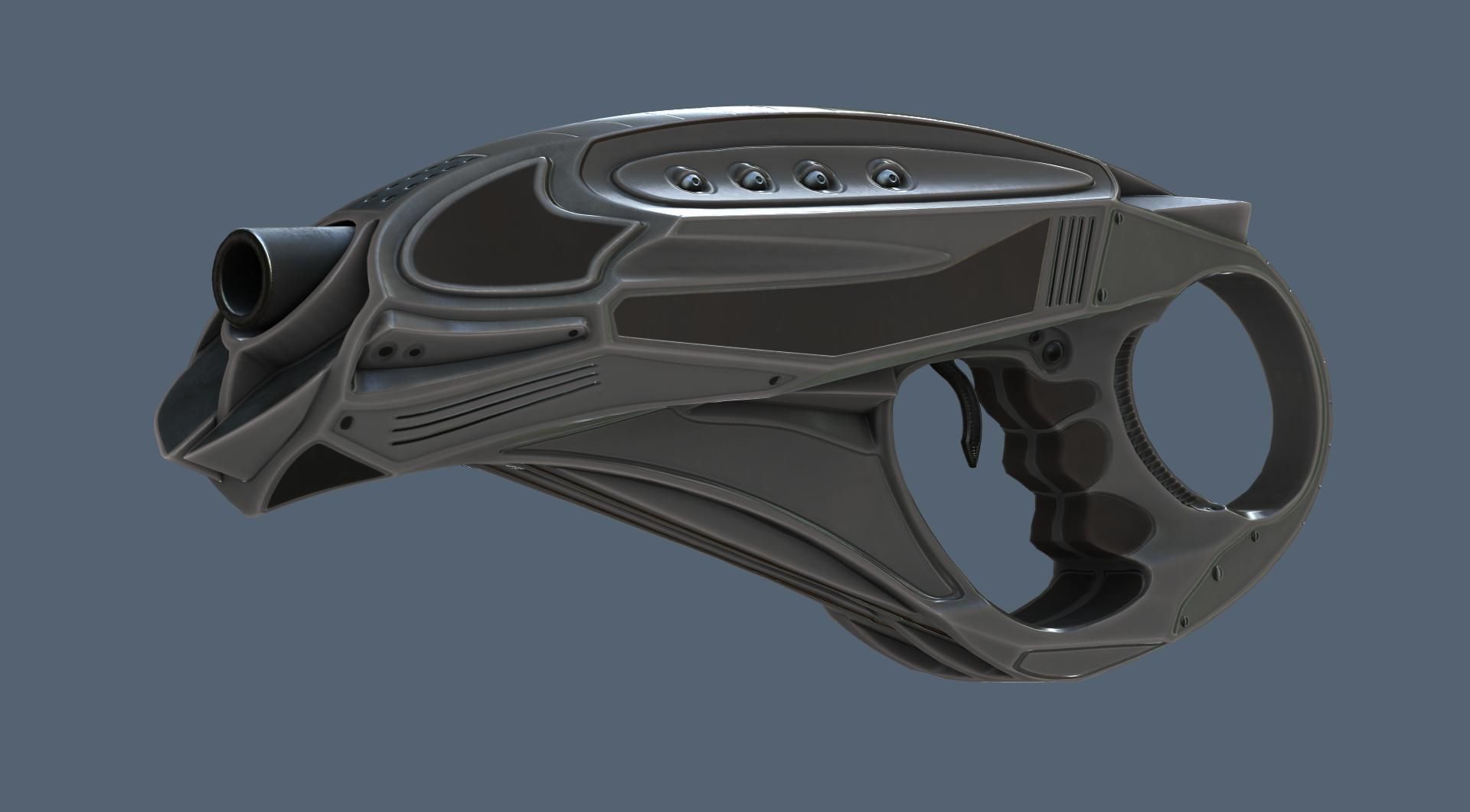Futuristic Handgun Low-poly 3D model_28