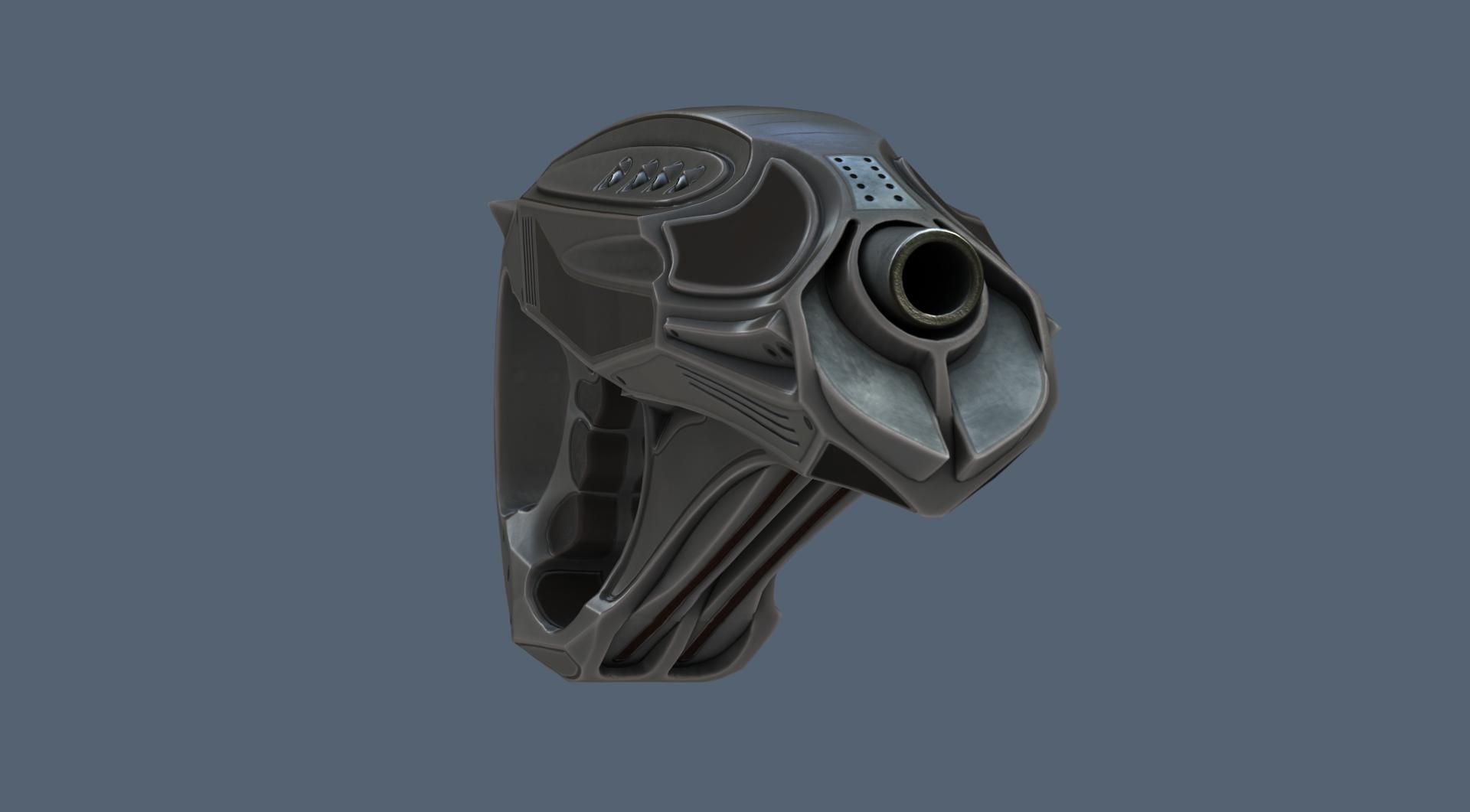 Futuristic Handgun Low-poly 3D model_35