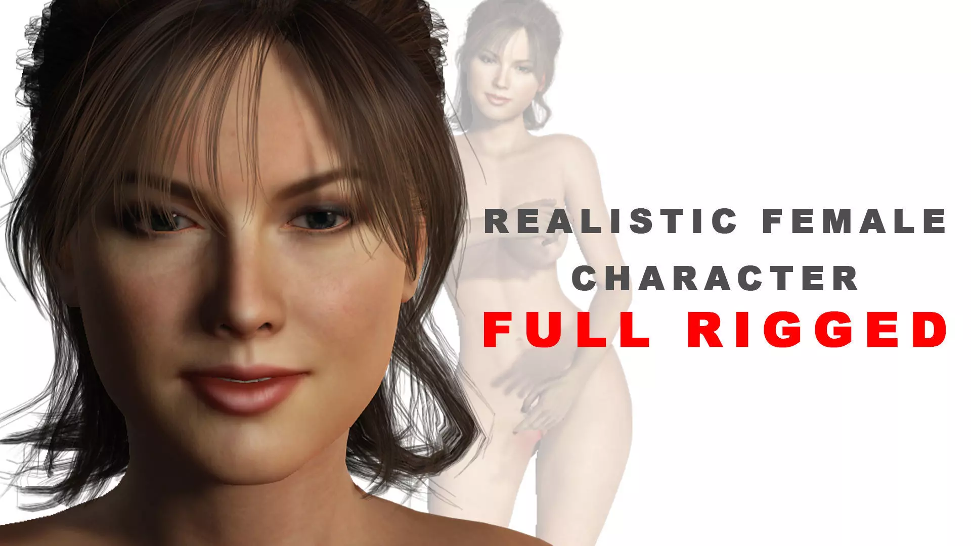 3D Realistic Female Character model Naked Low-poly 3D model_0