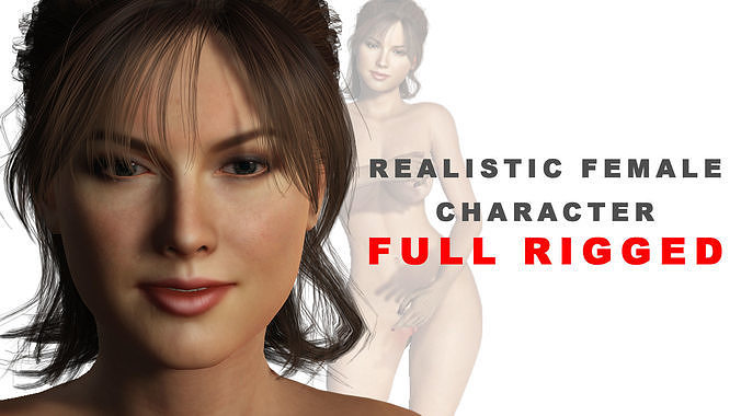 3D Realistic Female Character model Naked  Low-poly 3D model