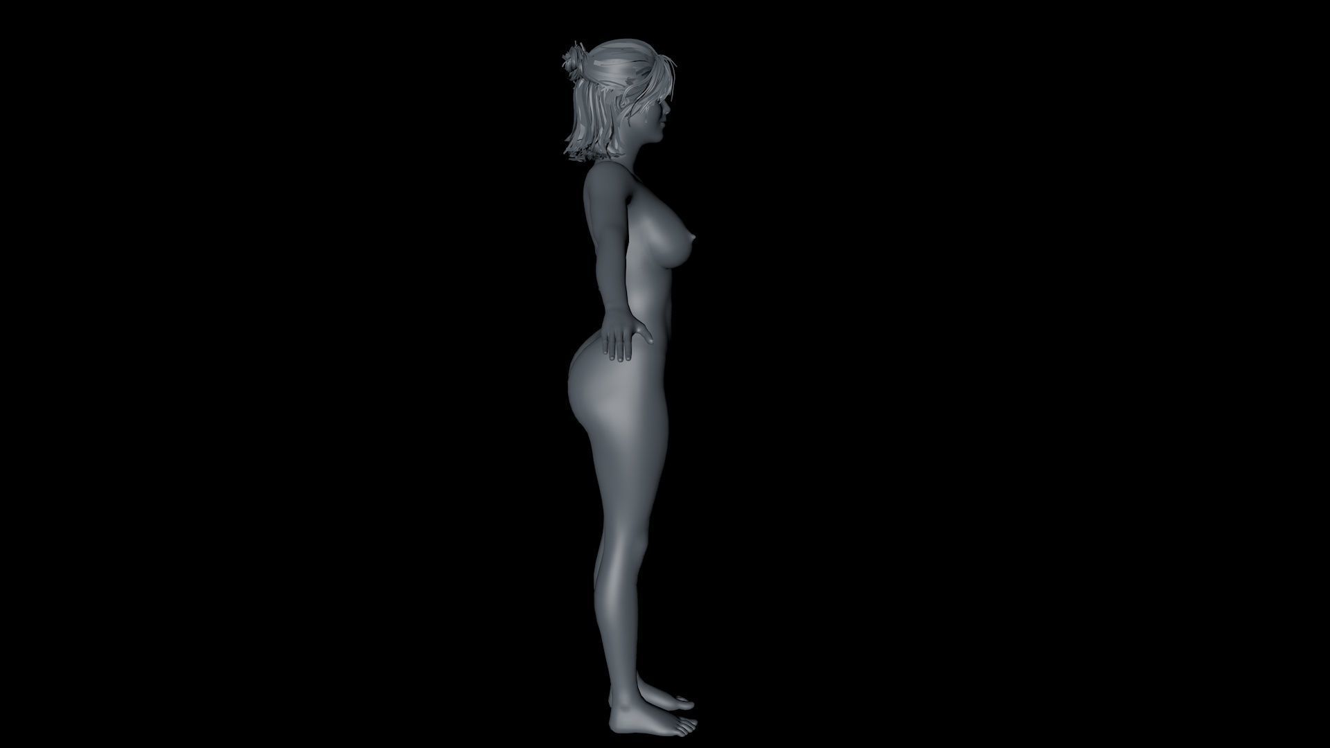 3D Realistic Female Character model Naked Low-poly 3D model_14