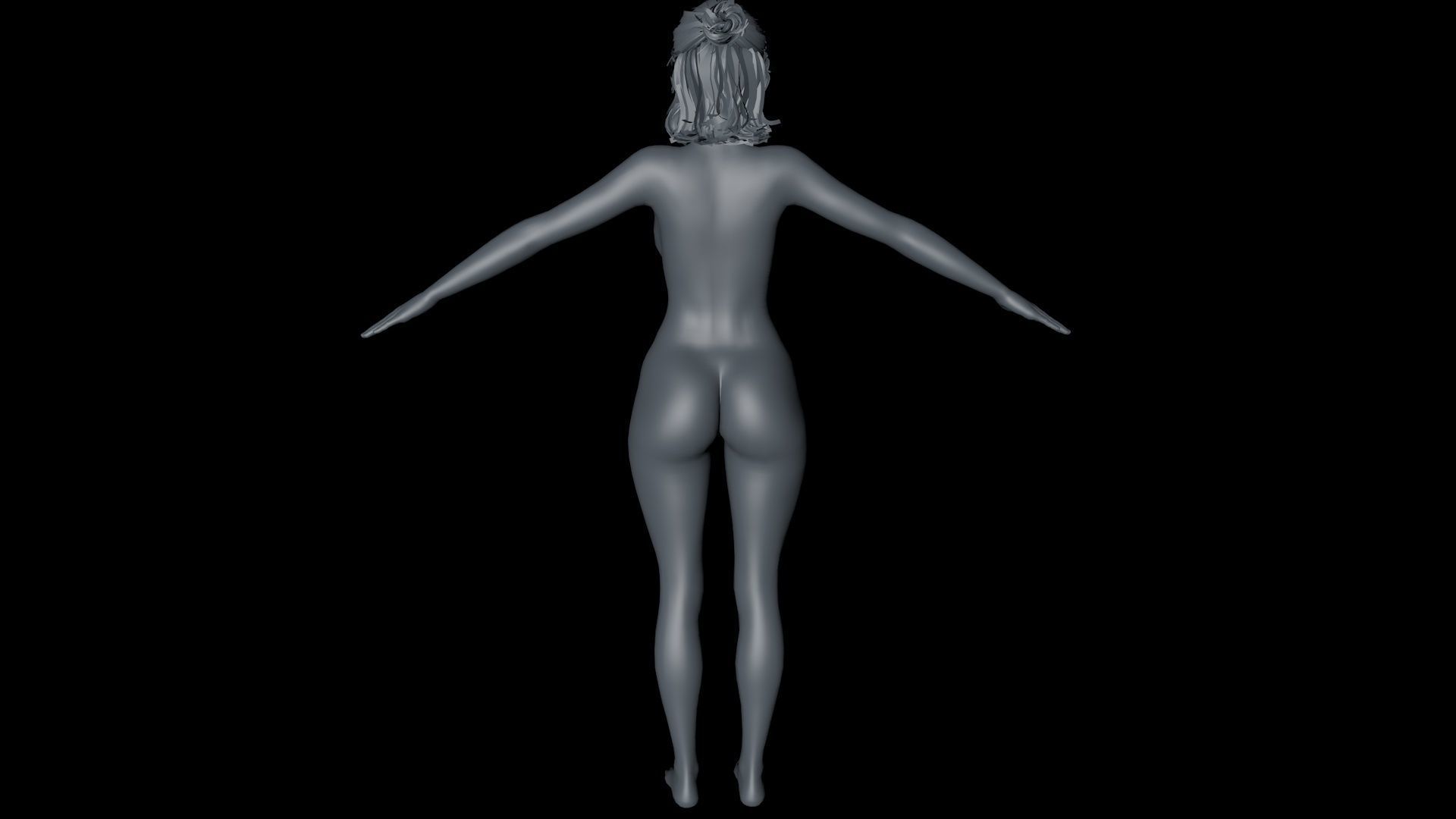 3D Realistic Female Character model Naked Low-poly 3D model_12