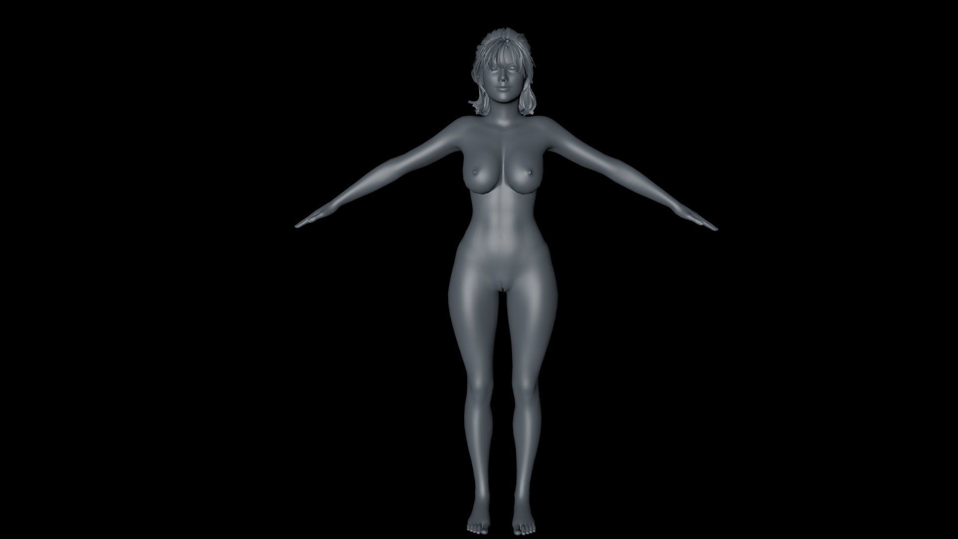 3D Realistic Female Character model Naked Low-poly 3D model_15