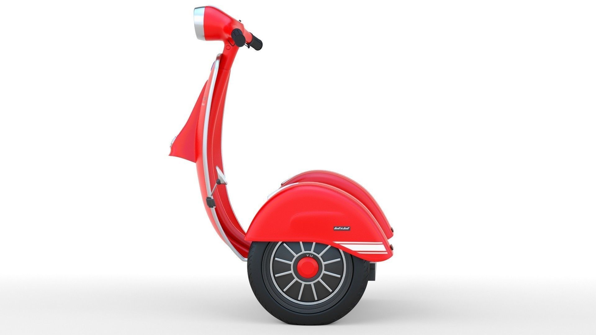   Modern Electric Retro  Vespa Segway  Red 3D model_3