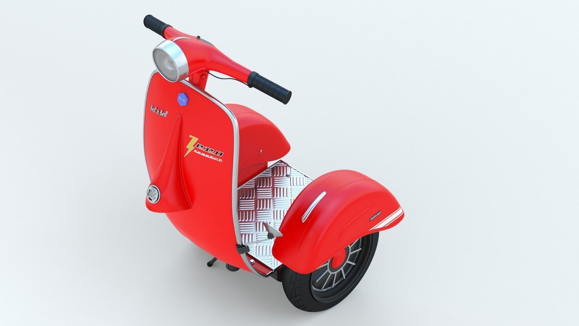   Modern Electric Retro  Vespa Segway  Red 3D model_9