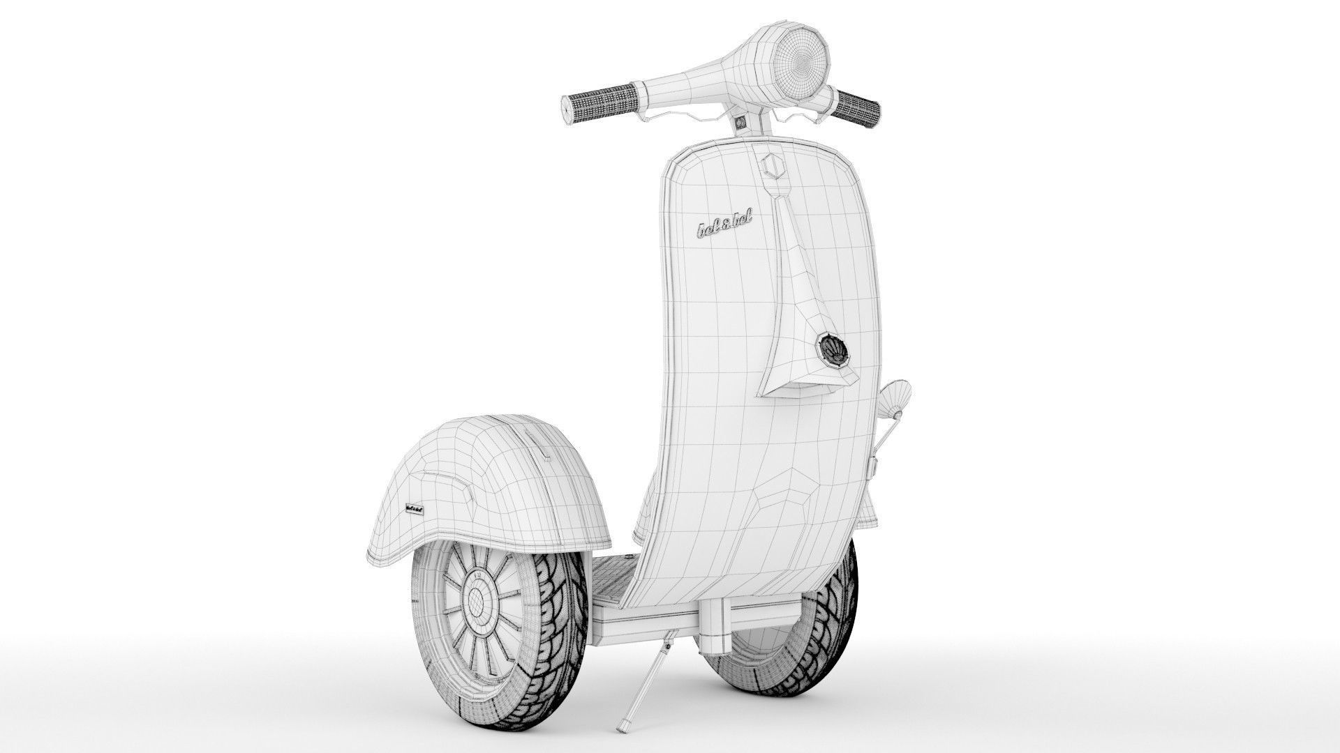  Modern Electric Retro  Vespa Segway  Red 3D model_13