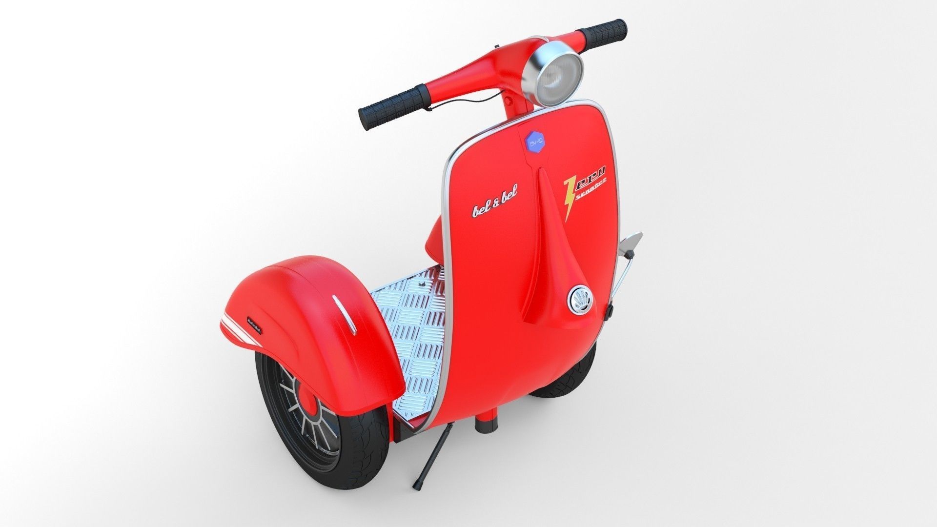   Modern Electric Retro  Vespa Segway  Red 3D model_10