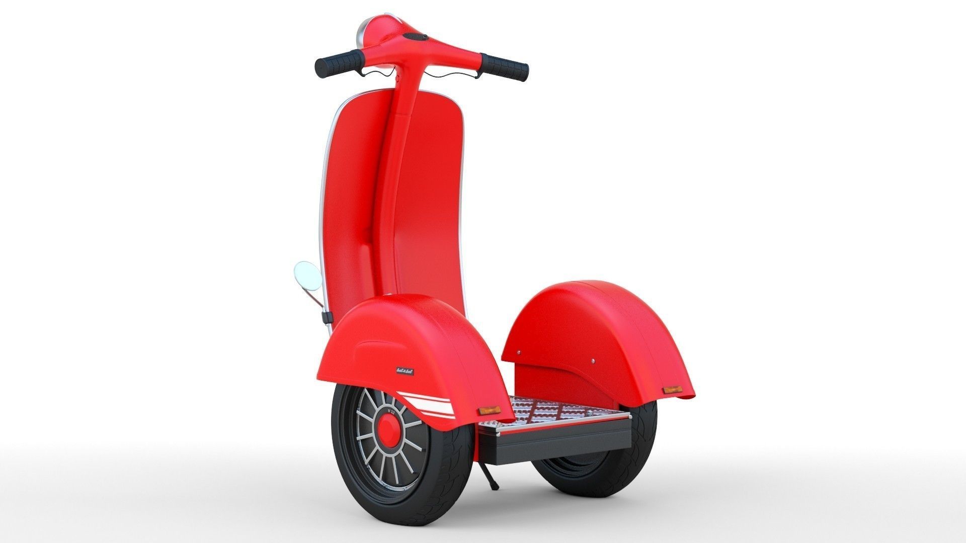   Modern Electric Retro  Vespa Segway  Red 3D model_5