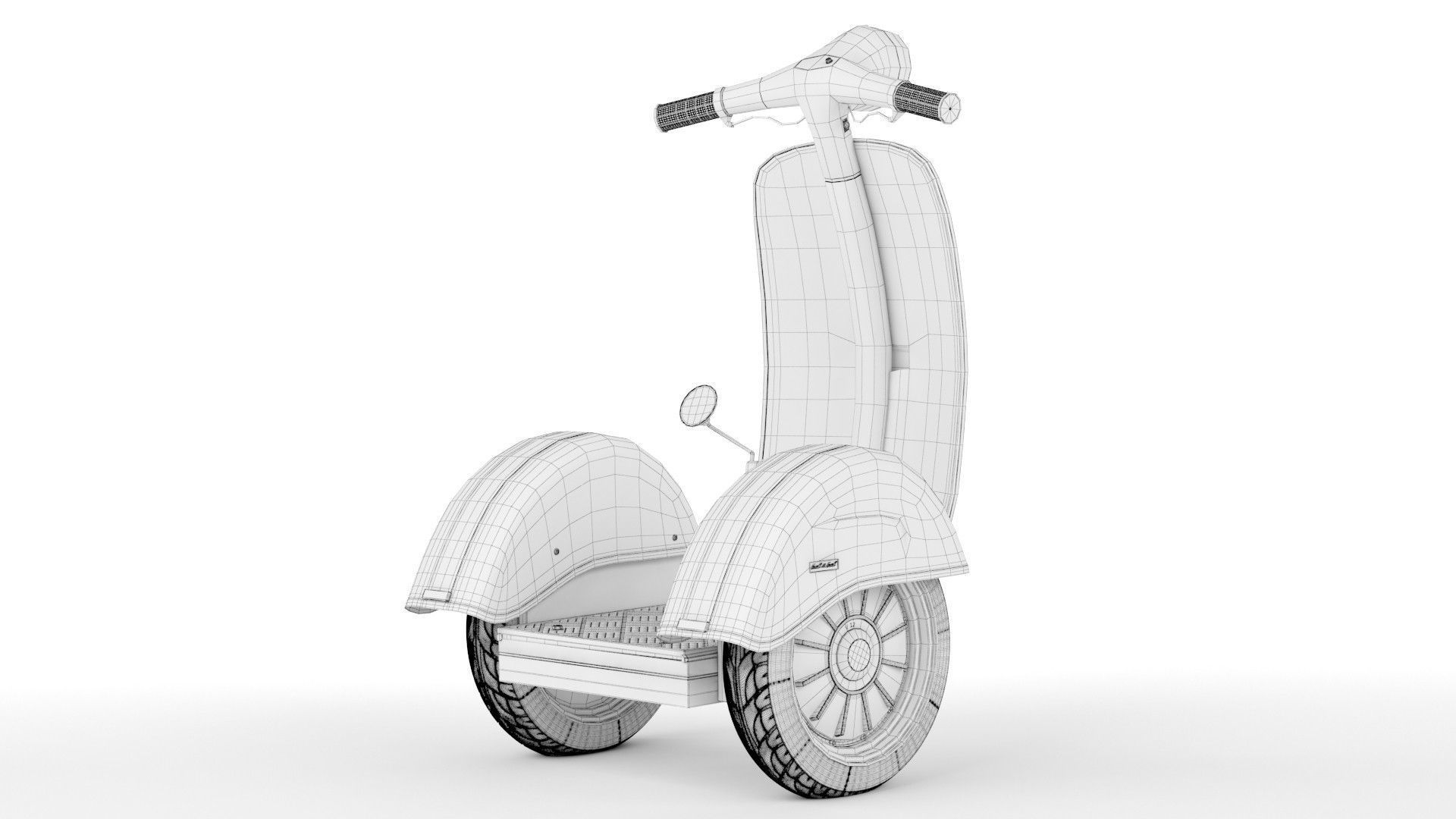   Modern Electric Retro  Vespa Segway  Red 3D model_16