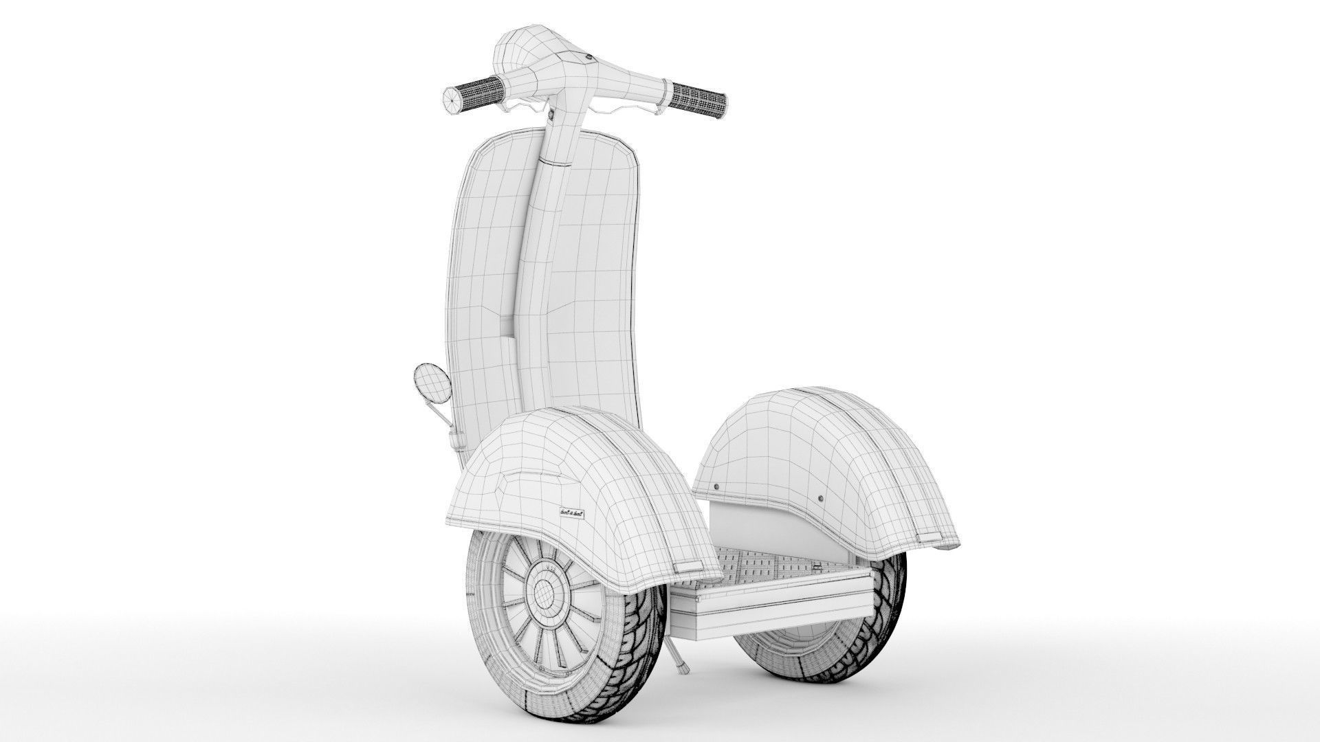   Modern Electric Retro  Vespa Segway  Red 3D model_11