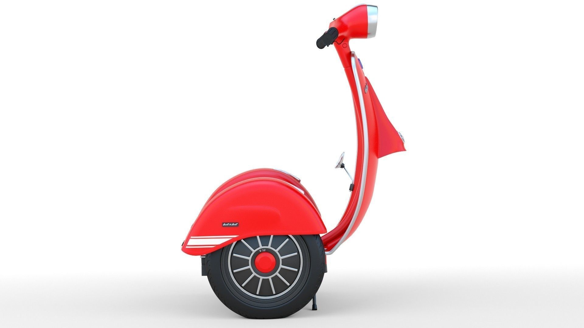  Modern Electric Retro  Vespa Segway  Red 3D model_4