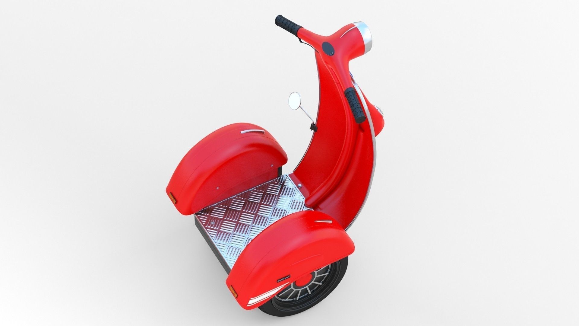   Modern Electric Retro  Vespa Segway  Red 3D model_8