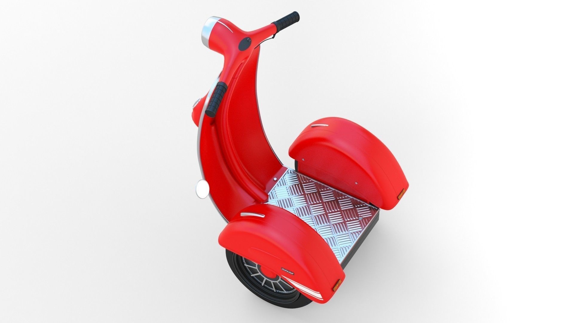   Modern Electric Retro  Vespa Segway  Red 3D model_7