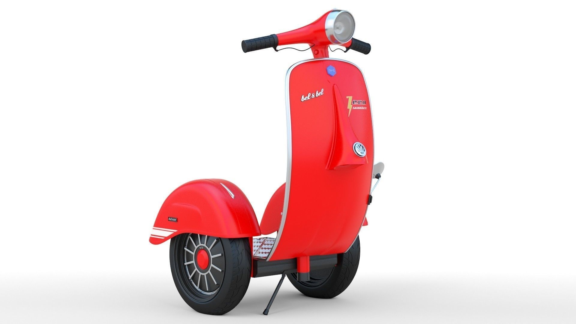   Modern Electric Retro  Vespa Segway  Red 3D model_2