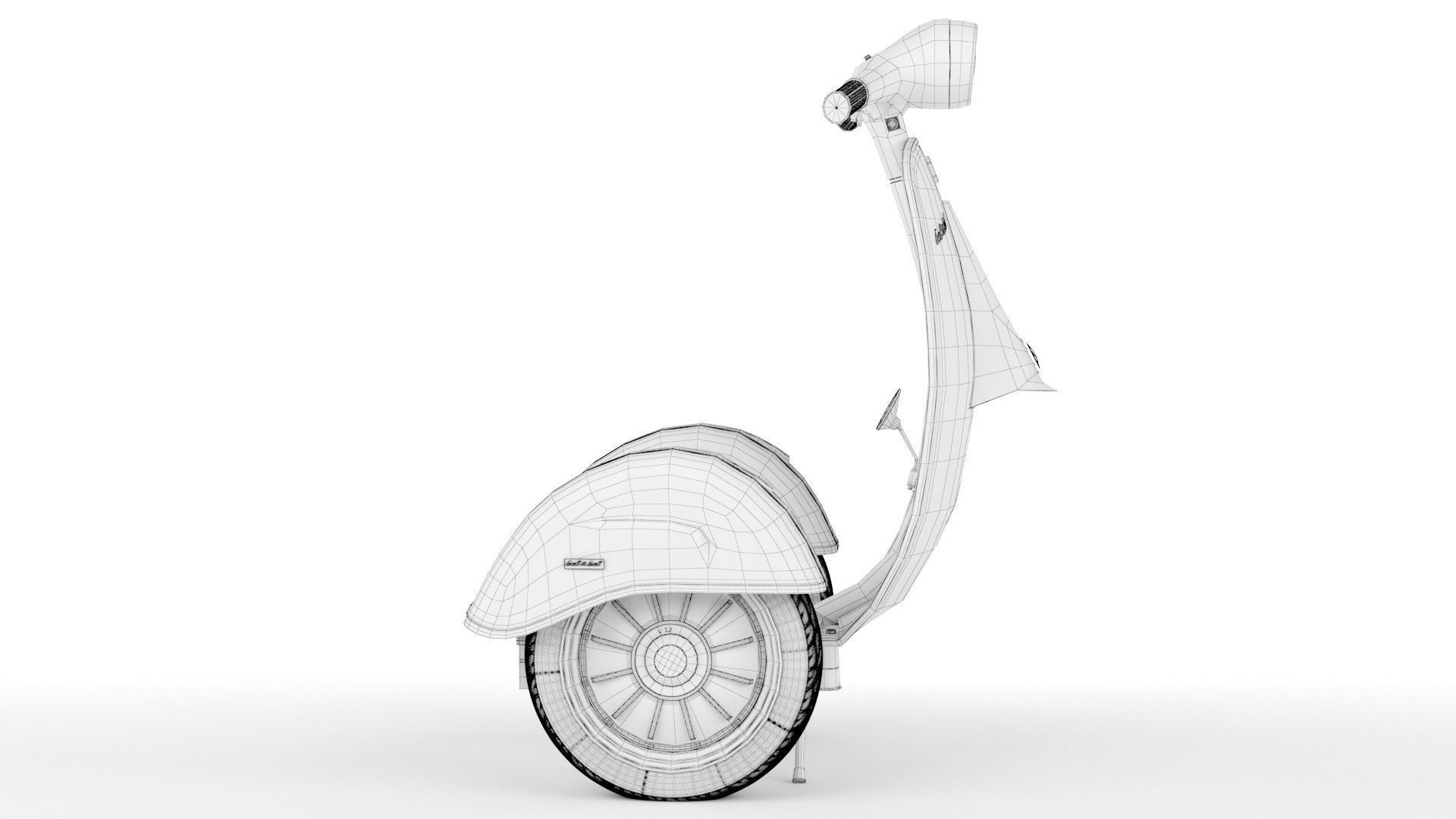   Modern Electric Retro  Vespa Segway  Red 3D model_17