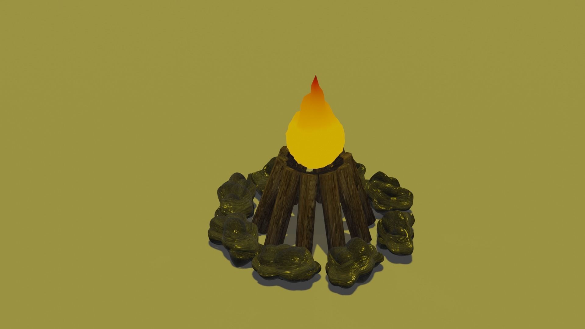 Campfire Free low-poly 3D model_2