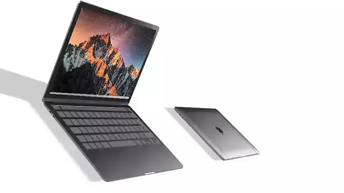 Laptop apple macbook pro with mountain view 3D model