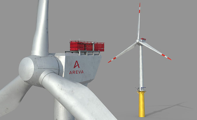 Industrial wind power plant  Low-poly 3D model
