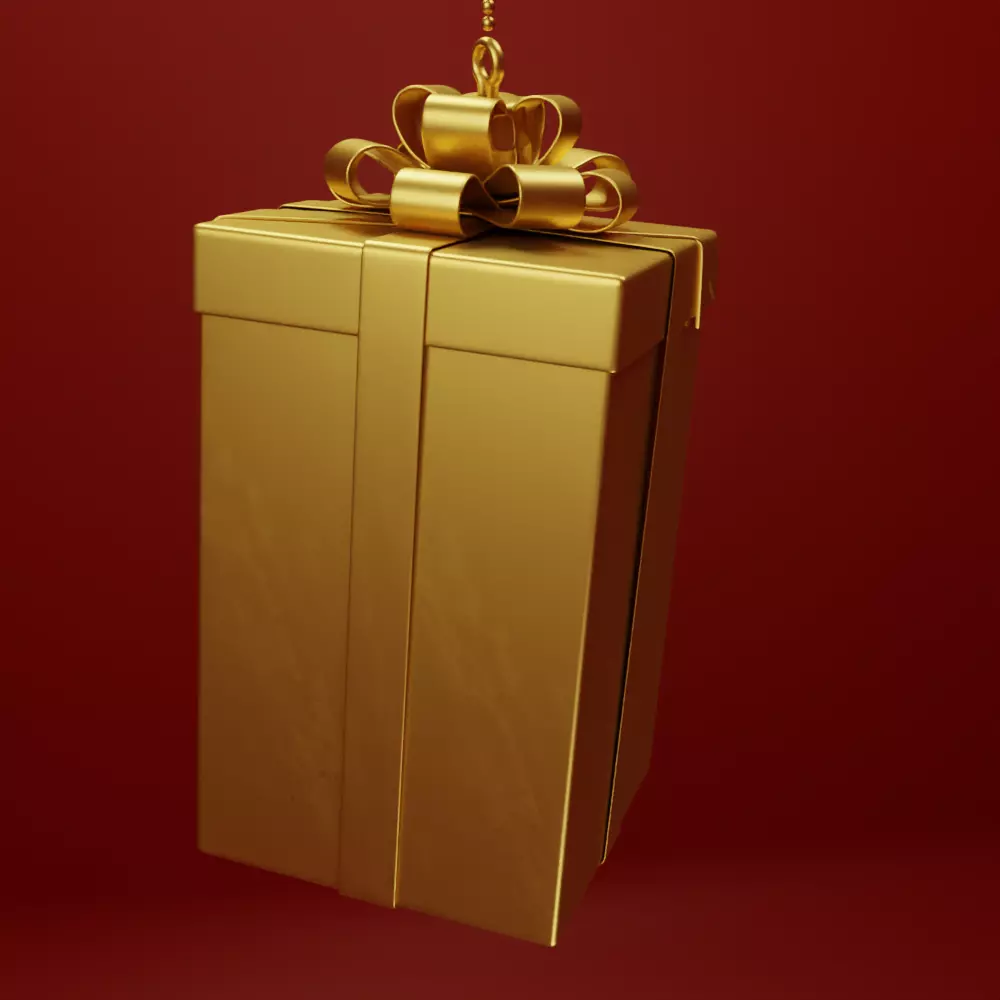 Gift Box Golden 3D - 02 3D model