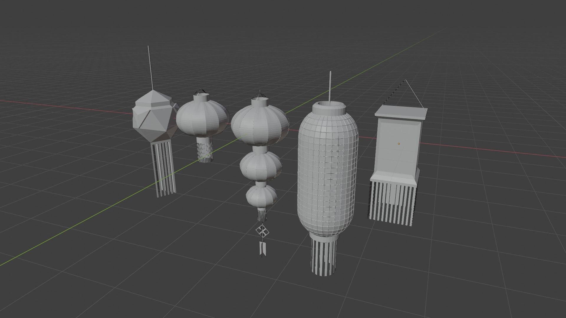 Japanese Lantern pack 3D model_5