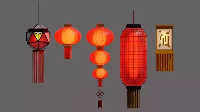 Japanese Lantern pack 3D model