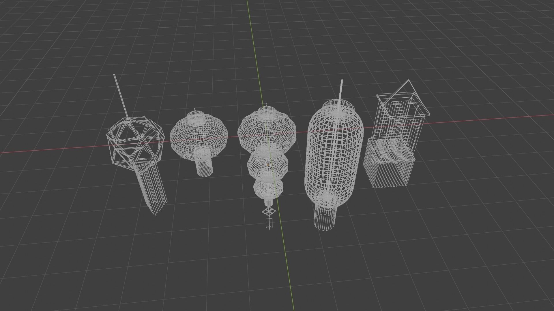 Japanese Lantern pack 3D model_14