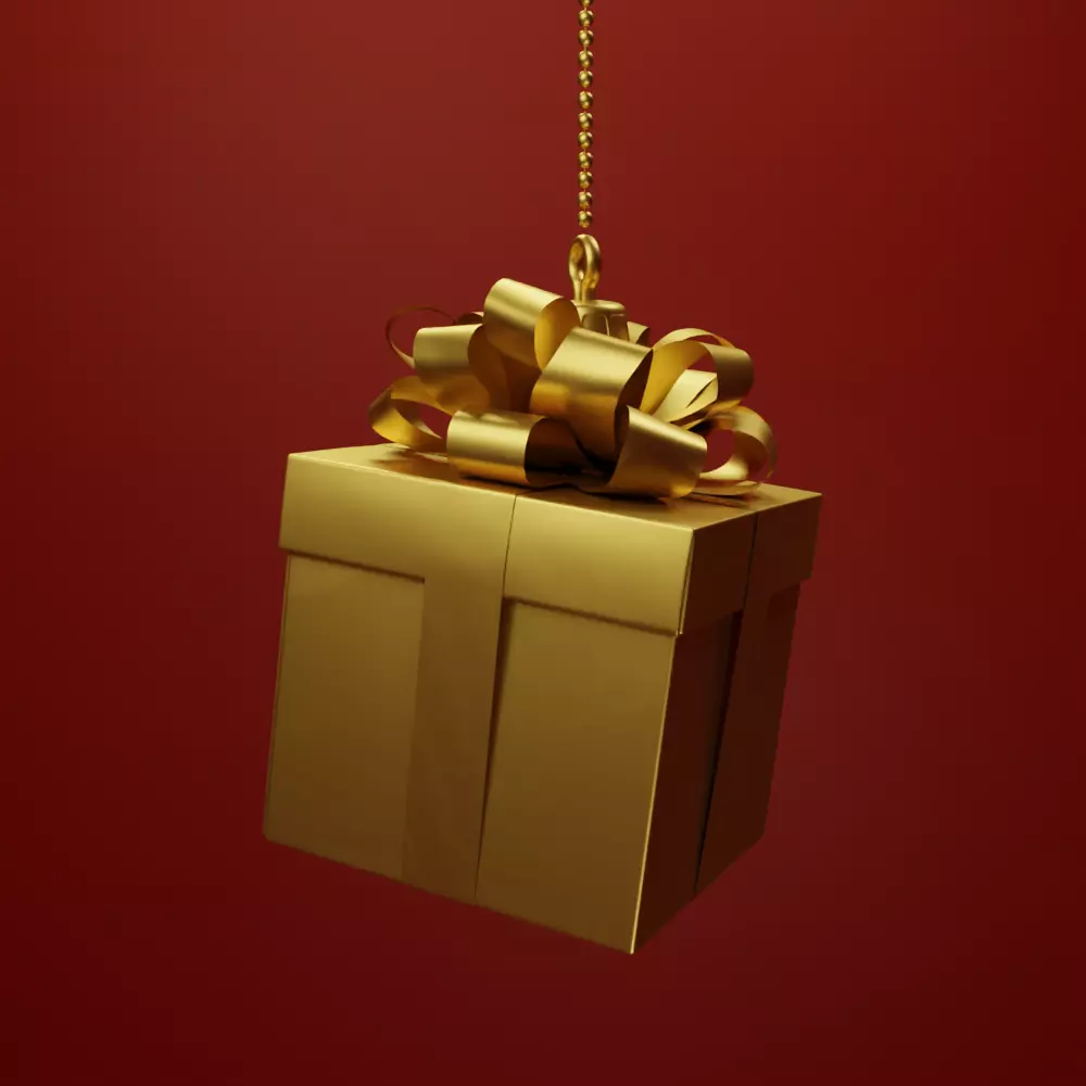 Gift Box Golden 3D - 03 3D model